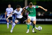 25 September 2023; Andrii Kravchuk of Cork City in action against Alfie Lewis of Dundalk during the SSE Airtricity Men's Premier Division match between Dundalk and Cork City at Oriel Park in Dundalk, Louth. Photo by Ben McShane/Sportsfile