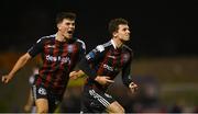 25 September 2023; Ali Coote of Bohemians celebrates after scoring his side's first goal during the SSE Airtricity Men's Premier Division match between Bohemians and Shelbourne at Dalymount Park in Dublin. Photo by Tyler Miller/Sportsfile