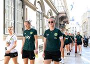 26 September 2023; Claire O'Riordan of Republic of Ireland during a team walk before the UEFA Women's Nations League B1 match between Hungary and Republic of Ireland at Hidegkuti Nándor Stadium in Budapest, Hungary. Photo by Stephen McCarthy/Sportsfile