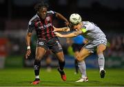 25 September 2023; Jonathan Afolabi of Bohemians in action against Harry Fisk of Shelbourne during the SSE Airtricity Men's Premier Division match between Bohemians and Shelbourne at Dalymount Park in Dublin. Photo by Stephen Marken/Sportsfile