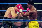 18 March 1995; Chris Eubank of England, right, and Steve Collins of Ireland during their WBO World Super-Middleweight Title fight at the Green Glens Arena Millstreet in Cork, Ireland. Photo by David Maher/Sportsfile