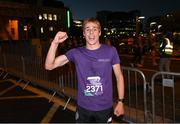 26 September 2023; Fintan Kearns celebrates after winning the Grant Thornton Corporate 5K Team Challenge at City Quay in Dublin. Photo by David Fitzgerald/Sportsfile