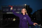 26 September 2023; Olympian Derval O'Rourke sounds the horn to start the Grant Thornton Corporate 5K Team Challenge at City Quay in Dublin. Photo by David Fitzgerald/Sportsfile
