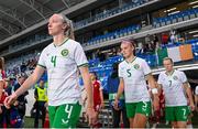 26 September 2023; Louise Quinn of Republic of Ireland before the UEFA Women's Nations League B1 match between Hungary and Republic of Ireland at Hidegkuti Nándor Stadium in Budapest, Hungary. Photo by Stephen McCarthy/Sportsfile