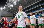 26 September 2023; Lily Agg of Republic of Ireland before the UEFA Women's Nations League B1 match between Hungary and Republic of Ireland at Hidegkuti Nándor Stadium in Budapest, Hungary. Photo by Stephen McCarthy/Sportsfile