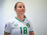 26 September 2023; Kyra Carusa of Republic of Ireland before the UEFA Women's Nations League B1 match between Hungary and Republic of Ireland at Hidegkuti Nándor Stadium in Budapest, Hungary. Photo by Stephen McCarthy/Sportsfile
