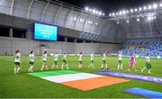 26 September 2023; Republic of Ireland players before the UEFA Women's Nations League B1 match between Hungary and Republic of Ireland at Hidegkuti Nándor Stadium in Budapest, Hungary. Photo by Stephen McCarthy/Sportsfile