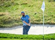 27 September 2023; Shane Lowry of Europe plays out of the bunker on the 16th hole during a practice round before the 2023 Ryder Cup at Marco Simone Golf and Country Club in Rome, Italy. Photo by Brendan Moran/Sportsfile