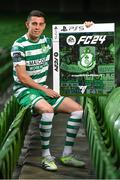27 September 2023; Join the Club as EA SPORTS FC welcomes the SSE Airtricity League to FC 24! Featuring the individual club crest of all 10 Premier Division teams, these exclusive sleeves will be available to download free from https://www.ea.com/FC24 when the game launches worldwide this Friday, September 29th!. Pictured is Gary O'Neill of Shamrock Rovers during the EA SPORTS FC 24 SSE Airtricity League Cover Launch at the Aviva Stadium in Dublin. Photo by Seb Daly/Sportsfile