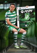 27 September 2023; Join the Club as EA SPORTS FC welcomes the SSE Airtricity League to FC 24! Featuring the individual club crest of all 10 Premier Division teams, these exclusive sleeves will be available to download free from https://www.ea.com/FC24 when the game launches worldwide this Friday, September 29th!. Pictured is Gary O'Neill of Shamrock Rovers during the EA SPORTS FC 24 SSE Airtricity League Cover Launch at the Aviva Stadium in Dublin. Photo by Seb Daly/Sportsfile