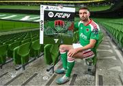 27 September 2023; Join the Club as EA SPORTS FC welcomes the SSE Airtricity League to FC 24! Featuring the individual club crest of all 10 Premier Division teams, these exclusive sleeves will be available to download free from https://www.ea.com/FC24 when the game launches worldwide this Friday, September 29th!. Pictured is Gordon Walker of Cork City during the EA SPORTS FC 24 SSE Airtricity League Cover Launch at the Aviva Stadium in Dublin. Photo by Seb Daly/Sportsfile