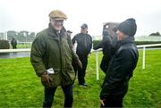 27 September 2023; Captains Willie Mullins, left, and Frankie Dettori in the parade ring before the Barney Curley Cup at Bellewstown Racecourse in Meath. Photo by Eóin Noonan/Sportsfile
