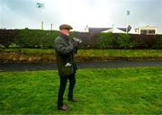 27 September 2023; Captains Willie Mullins watches the race from the parade ring during the Barney Curley Cup at Bellewstown Racecourse in Meath. Photo by Eóin Noonan/Sportsfile