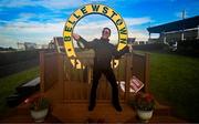 27 September 2023; Winning captain Frankie Dettori celebrates with the cup after the Barney Curley Cup at Bellewstown Racecourse in Meath. Photo by Eóin Noonan/Sportsfile