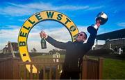 27 September 2023; Winning captain Frankie Dettori celebrates with the cup after the Barney Curley Cup at Bellewstown Racecourse in Meath. Photo by Eóin Noonan/Sportsfile