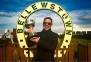 27 September 2023; Winning captain Frankie Dettori celebrates with the cup after the Barney Curley Cup at Bellewstown Racecourse in Meath. Photo by Eóin Noonan/Sportsfile