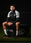 28 September 2023; Roberto Lopes sits for a portrait during a Shamrock Rovers media event at Roadstone Group Sports Club in Dublin. Photo by Seb Daly/Sportsfile