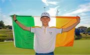 28 September 2023; Sean Keeling of Europe celebrates after the singles matches on day three of the Junior Ryder Cup at Marco Simone Golf and Country Club in Rome, Italy. Photo by Brendan Moran/Sportsfile