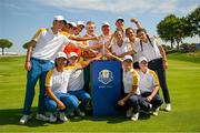 28 September 2023; The European team including Sean Keeling after the singles matches on day three of the Junior Ryder Cup at Marco Simone Golf and Country Club in Rome, Italy. Photo by Brendan Moran/Sportsfile