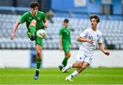 28 September 2023; Rory Finneran of Republic of Ireland in action against Rasmus Tuomi of Finland during the U16 international friendly match between Republic of Ireland and Finland at Weavers Park in Drogheda, Louth. Photo by Tyler Miller/Sportsfile