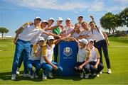 28 September 2023; The European team including Sean Keeling after the singles matches on day three of the Junior Ryder Cup at Marco Simone Golf and Country Club in Rome, Italy. Photo by Brendan Moran/Sportsfile