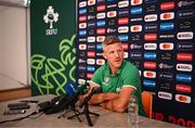 28 September 2023; Defence coach Simon Easterby during an Ireland rugby media conference at Complexe de la Chambrerie in Tours, France. Photo by Harry Murphy/Sportsfile