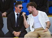 28 September 2023; Singer Tom Grennan with Rory McIlroy of Europe during the opening ceremony of the 2023 Ryder Cup at Marco Simone Golf and Country Club in Rome, Italy. Photo by Brendan Moran/Sportsfile