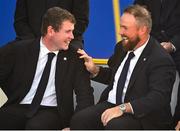 28 September 2023; Robert MacIntyre, left, and Shane Lowry during the opening ceremony of the 2023 Ryder Cup at Marco Simone Golf and Country Club in Rome, Italy. Photo by Brendan Moran/Sportsfile