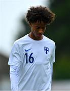 28 September 2023; Alex Ezingwa of Finland during the U16 international friendly match between Republic of Ireland and Finland at Weavers Park in Drogheda, Louth. Photo by Tyler Miller/Sportsfile