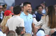 28 September 2023; Professional tennis player Novak Djokovic is interviewed during the opening ceremony of the 2023 Ryder Cup at Marco Simone Golf and Country Club in Rome, Italy. Photo by Brendan Moran/Sportsfile