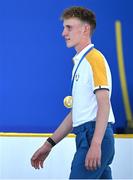 28 September 2023; Sean Keeling of Europe with his medal after the medials for the Junior Ryder Cup were presented during the opening ceremony of the 2023 Ryder Cup at Marco Simone Golf and Country Club in Rome, Italy. Photo by Brendan Moran/Sportsfile