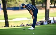 29 September 2023; Rickie Fowler of USA reacts to a missed putt on the sixth green during the morning foursomes matches on day one of the 2023 Ryder Cup at Marco Simone Golf and Country Club in Rome, Italy. Photo by Ramsey Cardy/Sportsfile