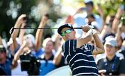 29 September 2023; Rickie Fowler of USA watches his drive from the 12th tee box during the morning foursomes matches on day one of the 2023 Ryder Cup at Marco Simone Golf and Country Club in Rome, Italy. Photo by Ramsey Cardy/Sportsfile