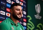 29 September 2023; Robbie Henshaw during an Ireland rugby media conference at Complexe de la Chambrerie in Tours, France. Photo by Harry Murphy/Sportsfile