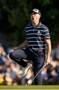 29 September 2023; Justin Thomas of USA celebrates a putt on the 15th green during the afternoon fourball matches on day one of the 2023 Ryder Cup at Marco Simone Golf and Country Club in Rome, Italy. Photo by Brendan Moran/Sportsfile