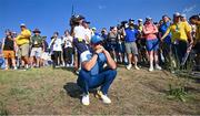 29 September 2023; Rory McIlroy of Europe waits for a referee on the 12th hole during the afternoon fourball matches on day one of the 2023 Ryder Cup at Marco Simone Golf and Country Club in Rome, Italy. Photo by Ramsey Cardy/Sportsfile