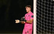 22 September 2023; UCD goalkeeper Kian Moore during the SSE Airtricity Men's Premier Division match between UCD and Shamrock Rovers at UCD Bowl in Dublin. Photo by Stephen McCarthy/Sportsfile