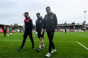 29 September 2023; Mark Doyle of St Patrick's Athletic, right, walks the pitch with team-mates before the SSE Airtricity Men's Premier Division match between Cork City and St Patrick's Athletic at Turner's Cross in Cork. Photo by Eóin Noonan/Sportsfile