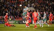 29 September 2023; Roberto Lopes of Shamrock Rovers has a header on goal during the SSE Airtricity Men's Premier Division match between Shamrock Rovers and Shelbourne at Tallaght Stadium in Dublin. Photo by Stephen McCarthy/Sportsfile