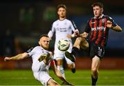 29 September 2023; James McManus of Bohemians is tackled by David Cawley of Sligo Rovers during the SSE Airtricity Men's Premier Division match between Bohemians and Sligo Rovers at Dalymount Park in Dublin. Photo by Tyler Miller/Sportsfile