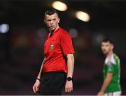 29 September 2023; Referee Oliver Moran during the SSE Airtricity Men's Premier Division match between Cork City and St Patrick's Athletic at Turner's Cross in Cork. Photo by Eóin Noonan/Sportsfile