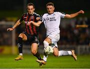 29 September 2023; Dylan Connolly of Bohemians in action against Reece Hutchinson of Sligo Rovers during the SSE Airtricity Men's Premier Division match between Bohemians and Sligo Rovers at Dalymount Park in Dublin. Photo by Tyler Miller/Sportsfile