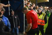 29 September 2023; Referee Oliver Moran leaves the pitch after the SSE Airtricity Men's Premier Division match between Cork City and St Patrick's Athletic at Turner's Cross in Cork. Photo by Eóin Noonan/Sportsfile