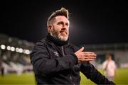 29 September 2023; Shamrock Rovers manager Stephen Bradley celebrates after the SSE Airtricity Men's Premier Division match between Shamrock Rovers and Shelbourne at Tallaght Stadium in Dublin. Photo by Stephen McCarthy/Sportsfile