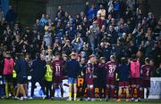 29 September 2023; Drogheda United supporters applaud their players after the SSE Airtricity Men's Premier Division match between Dundalk and Drogheda United at Oriel Park in Dundalk, Louth. Photo by Ben McShane/Sportsfile