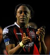 29 September 2023; Jonathan Afolabi of Bohemians after his side's victory in the SSE Airtricity Men's Premier Division match between Bohemians and Sligo Rovers at Dalymount Park in Dublin. Photo by Tyler Miller/Sportsfile