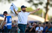 30 September 2023; Shane Lowry of Europe celebrates after winning the sixth hole during the morning foursomes on day two of the 2023 Ryder Cup at Marco Simone Golf and Country Club in Rome, Italy. Photo by Brendan Moran/Sportsfile