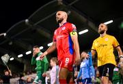 29 September 2023; Shelbourne captain Mark Coyle leads his side out for the SSE Airtricity Men's Premier Division match between Shamrock Rovers and Shelbourne at Tallaght Stadium in Dublin. Photo by Stephen McCarthy/Sportsfile