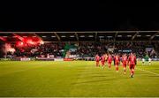 29 September 2023; Shelbourne players walk of before the SSE Airtricity Men's Premier Division match between Shamrock Rovers and Shelbourne at Tallaght Stadium in Dublin. Photo by Stephen McCarthy/Sportsfile