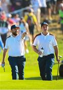 30 September 2023; Shane Lowry, left, and Sepp Straka of Europe on the seventh hole during the morning foursomes on day two of the 2023 Ryder Cup at Marco Simone Golf and Country Club in Rome, Italy. Photo by Ramsey Cardy/Sportsfile